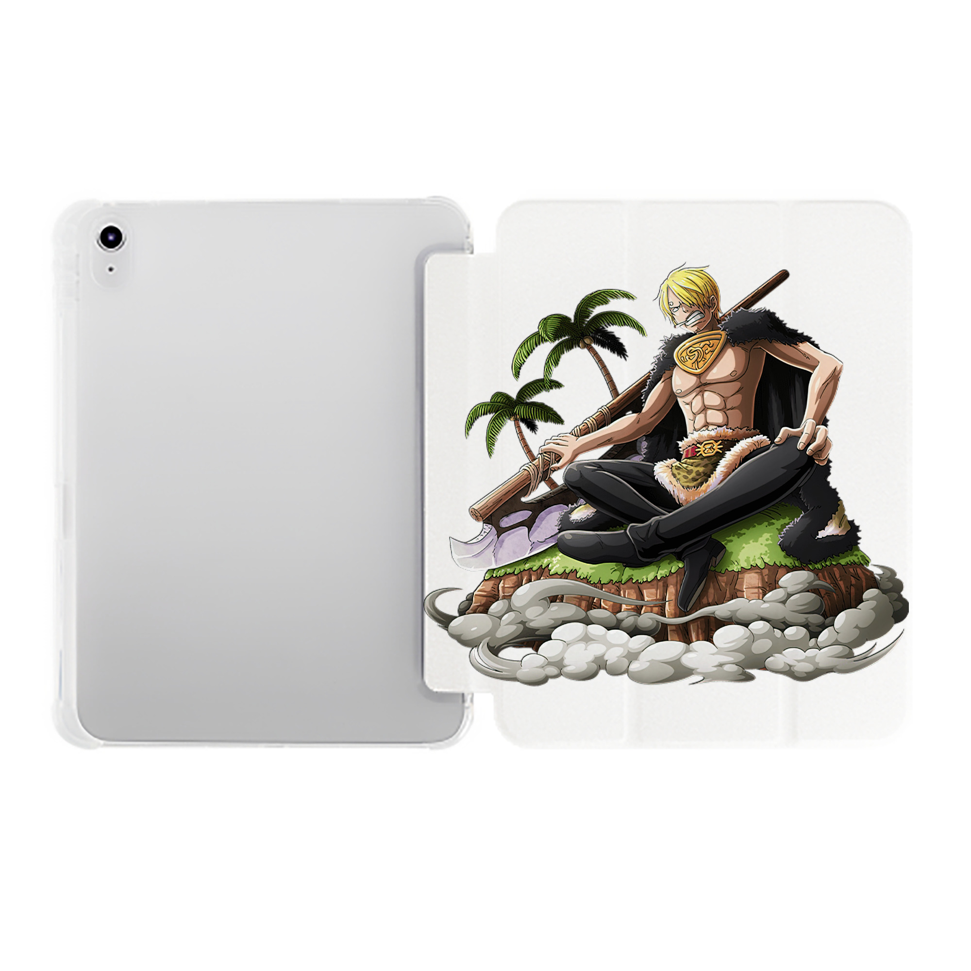（画像用） ワンピース サンジ ONE PIECE Sanji IPad ケース ペン収納付き 三つ折りスタンド PUレザー×シリコン 対応機種9.5/10.5/10.9インチ